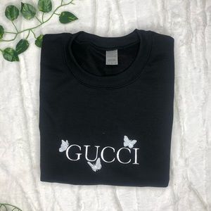 Embroidered butterfly crewneck